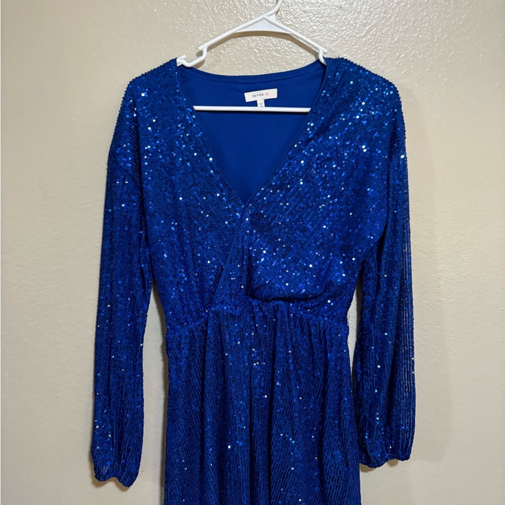 Better Be Blue Sequin Wrap Gown